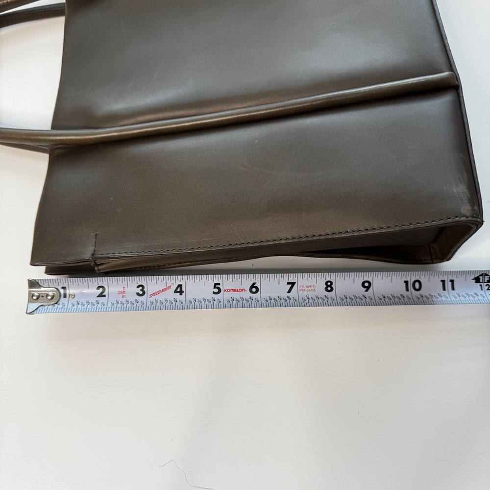 Skagen Structured Pewter Gray Leather Tote Bag Katryn Top Handle - Picture 7 of 16